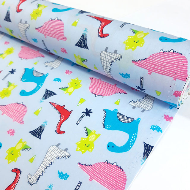 Poplin Prints Monty Dinosaur Palms Vulcanos Chlidren Poplin Fabric Fabric Photo