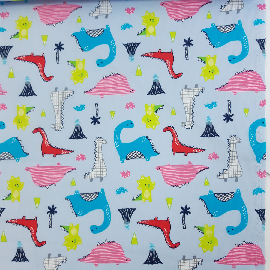 Poplin Prints Monty Dinosaur Palms Vulcanos Chlidren Poplin Fabric Pattern Fabric Photo