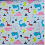 Poplin Prints Monty Dinosaur Palms Vulcanos Chlidren Poplin Fabric Pattern Fabric Photo