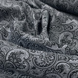 Poplin Prints Navy And Grey Paisley Fold