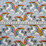 Poplin Prints Rainbow Bright Rainbows Unicorns Grey Cotton Poplin Dress Craft Fabric S