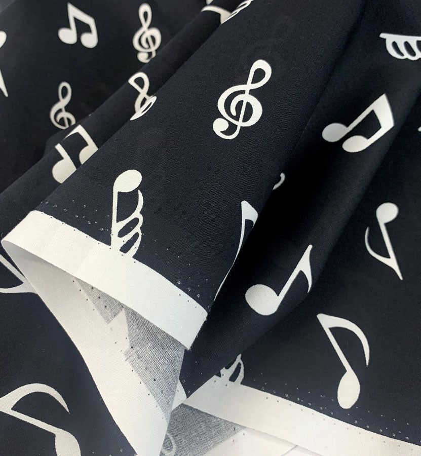 Poplin Prints Rythm Nation Notes Music Themed Fabric 2 Close Up Fabric Photo