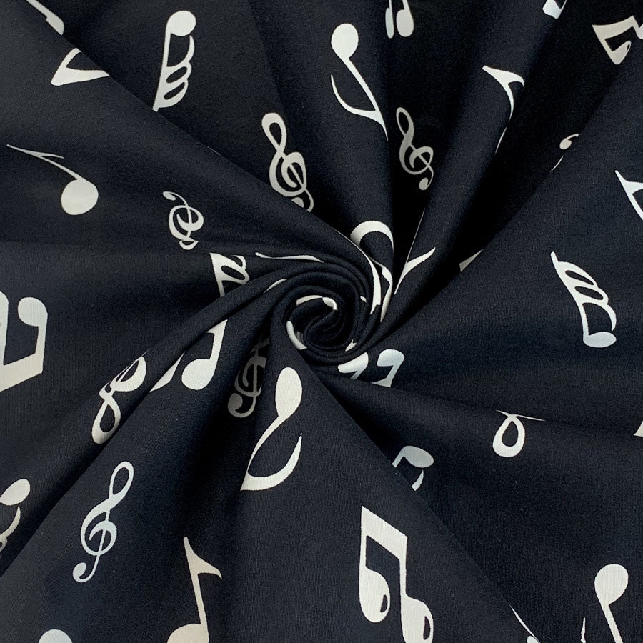Poplin Prints Rythm Nation Notes Music Themed Fabric Close Up Fabric Photo