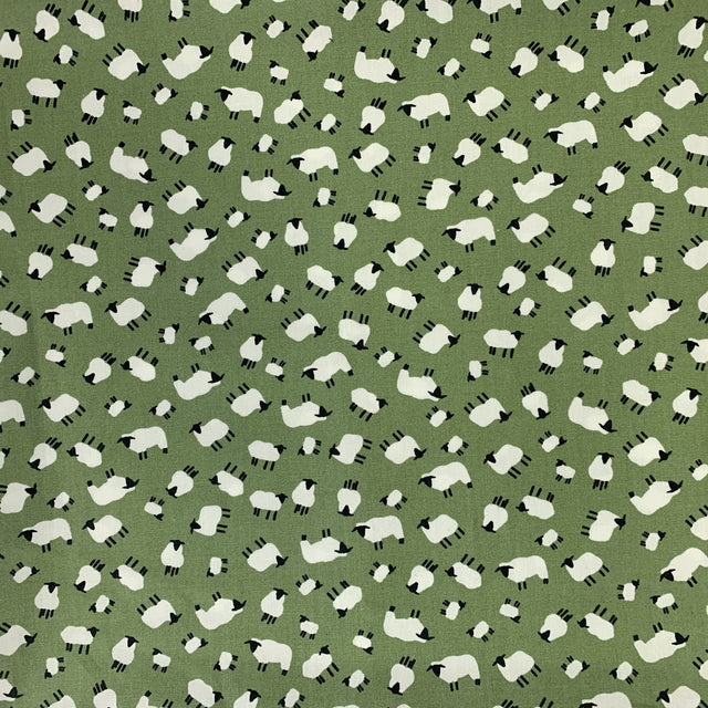 Poplin Prints Sheep S Haven Sage Pattern