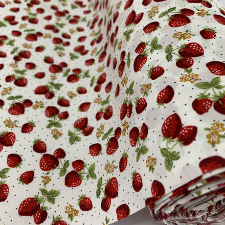 Poplin Prints Strawberry Pie Ivory Fabric Roll