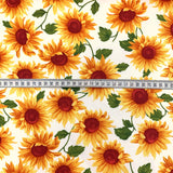 Poplin Prints Sunflowers Ivory Floral Cotton Poplin Printed Farbric Fabric Photo