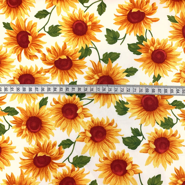 Poplin Prints Sunflowers Ivory Floral Cotton Poplin Printed Farbric Fabric Photo