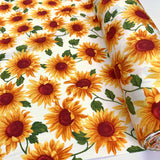 Poplin Prints Sunflowers Ivory Floral Cotton Poplin Printed Farbric Pattern Fabric Photo