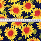 Poplin Prints Sunflowers Navy Floral Cotton Poplin Printed Farbric Pattern Fabric Photo