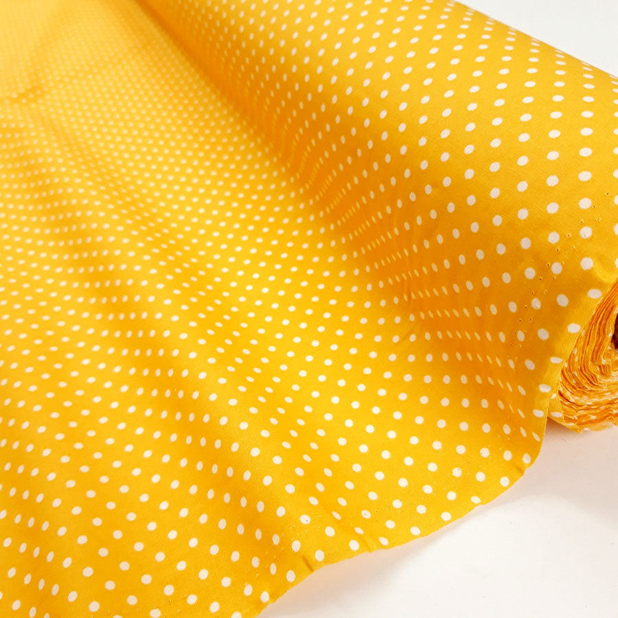 Poplin Prints The Crafty Spot Ochre Yellow White Spots Dots Cotton Poplin Dress Craft Fabric Roll Fabric Photo