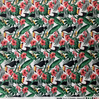 Poplin print - Tropical Toucans - White