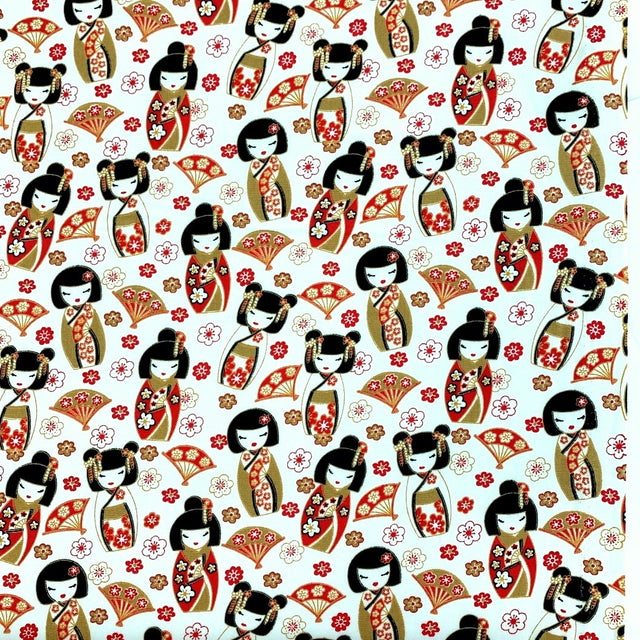Poplin Prints Turning Japanese White F