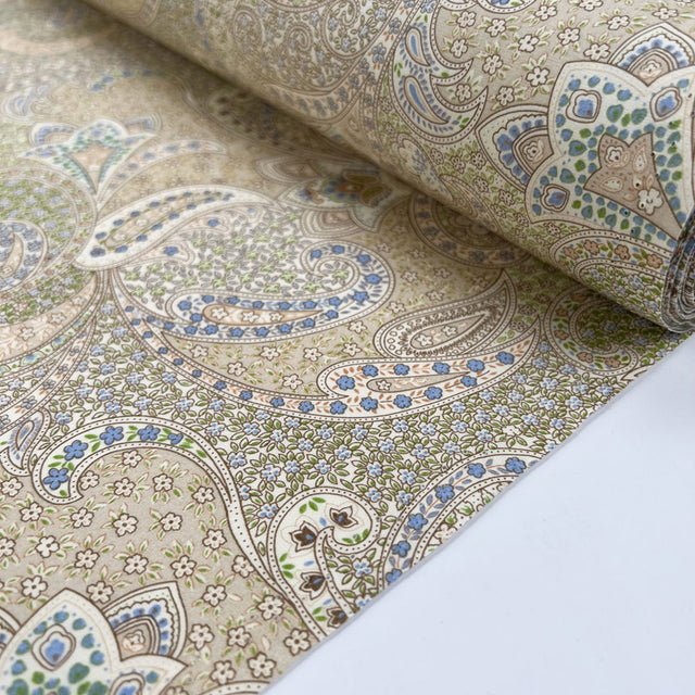 Poplin Print Bonnie Paisley Ivory Floral Cotton Woven Dress Fabric Roll