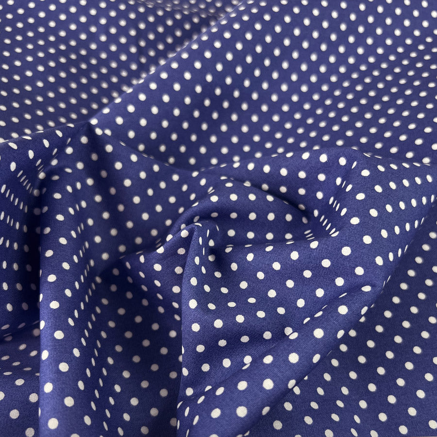 Poplin Print The Crafty Spot Light Navy Cotton Dress Fabric
