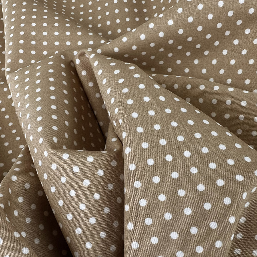 Poplin Print The Crafty Spot Taupe Cotton Dress Fabric