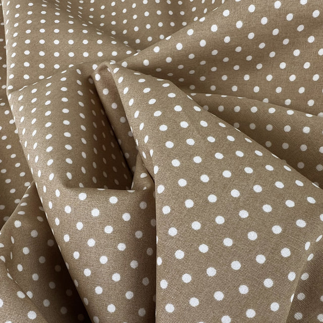 Poplin Print The Crafty Spot Taupe Cotton Dress Fabric