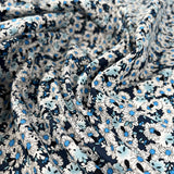 Poplin Styles Daisies Blue Cotton Floral Navy White Dress Fabric