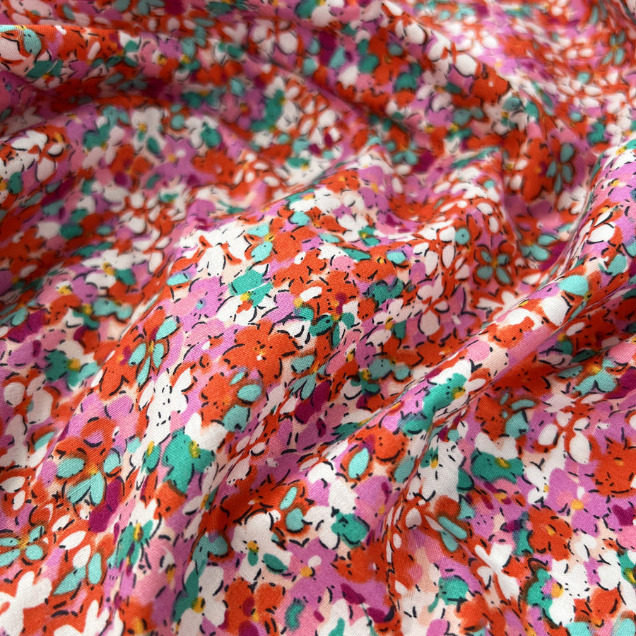 Poplin Styles Ditsy Floral Pink Small Scale Cotton Dress Fabric