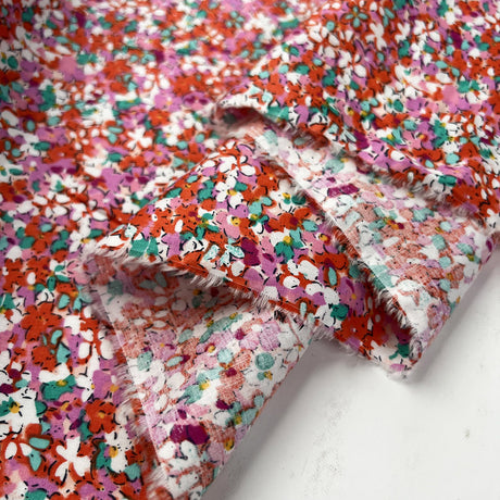 Poplin Styles Ditsy Floral Pink Small Scale Cotton Dress Fabric Fold