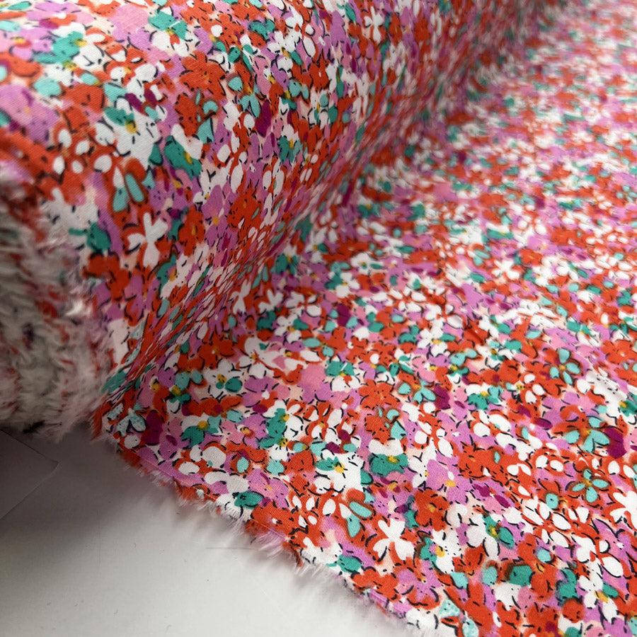 Poplin Styles Ditsy Floral Pink Small Scale Cotton Dress Fabric Roll