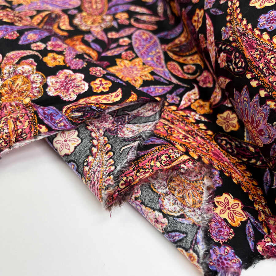 Poplin Styles Festival Of Paisley Moon Black Floral Cotton Dress Fabric Fold 6B02Fedf 7B1C 4E93 83B4 0133A452Dbbc