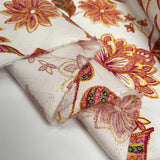 Poplin Styles Lotus Carnivals White Orange Floral Cotton Dress Fabric Fold
