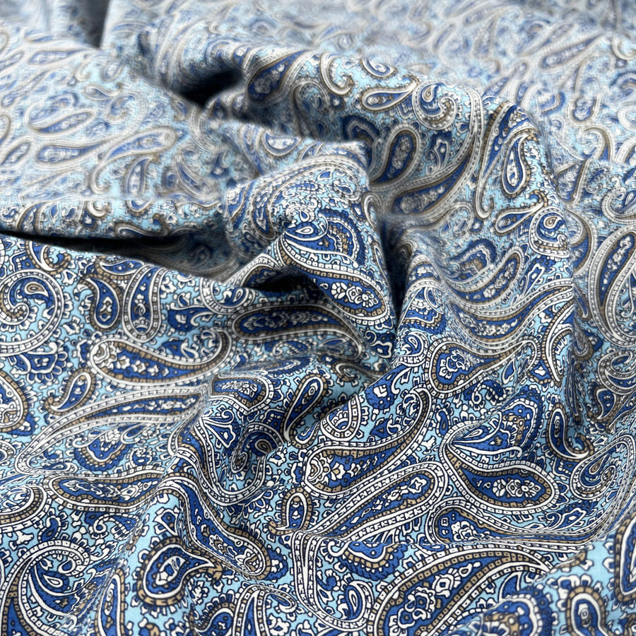 Poplin Styles Paisley Blue Navy Floral Cotton Dress Fabric