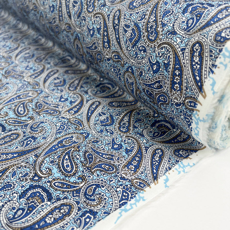 Poplin Styles Paisley Blue Navy Floral Cotton Dress Fabric Roll