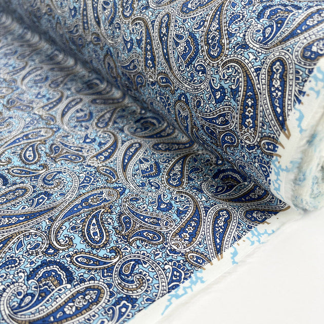 Poplin Styles Paisley Blue Navy Floral Cotton Dress Fabric Roll