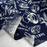 Poplin Styles Souveniers Navy Blue Abstract Shell Print Cotton Dress Fabric Fold