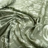 Poplin Styles Souveniers Sage Green Abstract Shell Print Cotton Dress Fabric