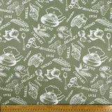 Poplin Styles Souveniers Sage Green Abstract Shell Print Cotton Dress Fabric Ruler