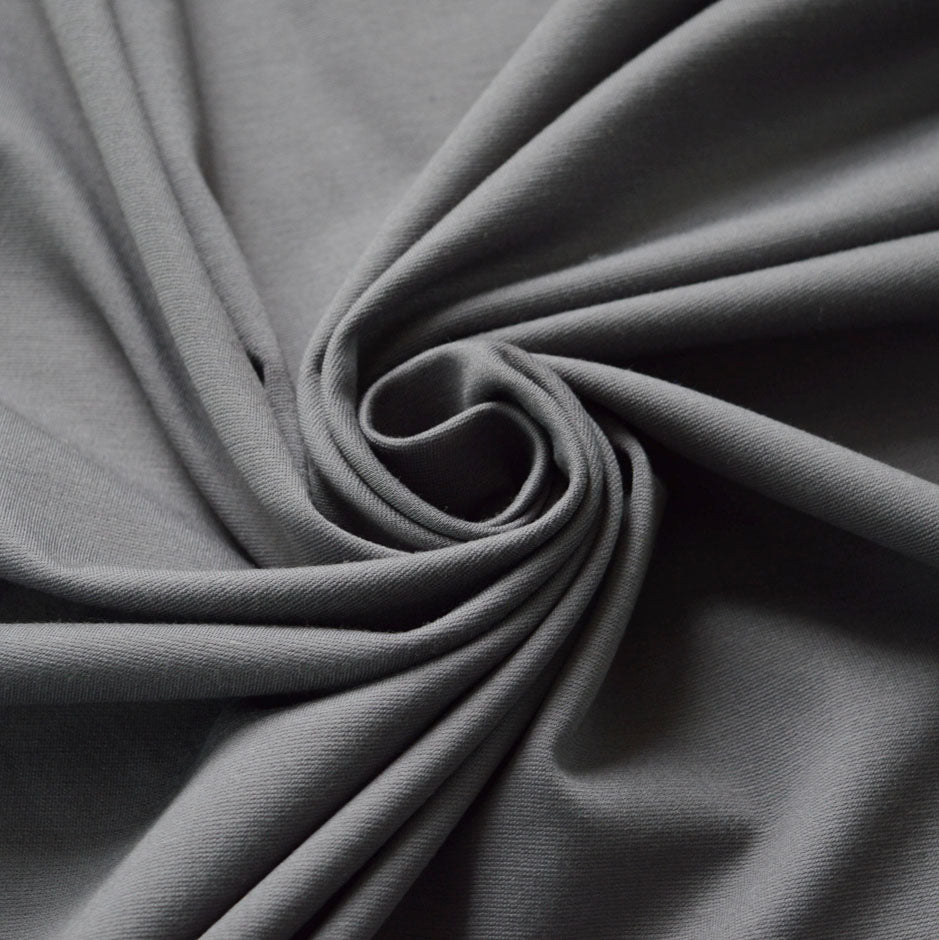 Premium Ponte Roma Grey Viscose Nylon Fabric Cud 1