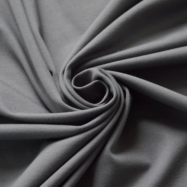 Premium Ponte Roma Grey Viscose Nylon Fabric Cud 1