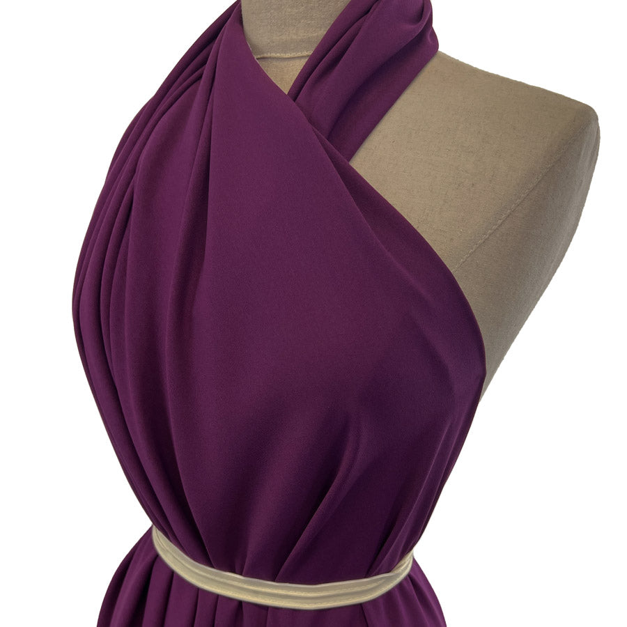 Prestige Purple Polyester Crepe Dressmaking Fabric Side