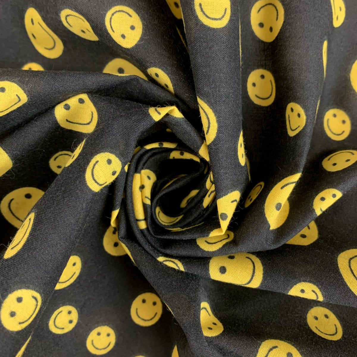 Pretty Polly All Smiles Black Yellow Smiley Faces On A Black Ground Swirl