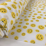 Pretty Polly All Smiles White Yellow Smiley Faces On A White Ground Roll