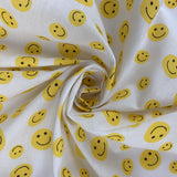 Pretty Polly All Smiles White Yellow Smiley Faces On A White Ground Swirl