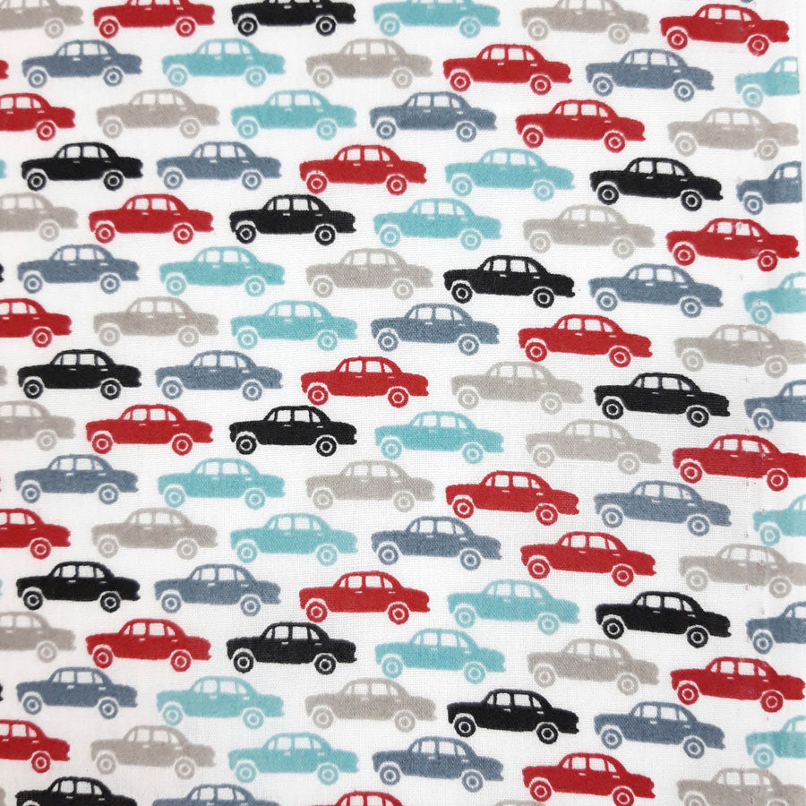 Pretty Polly Cars White Multicoloured Cars White Poly Cotton Dress Craft Fabric Pattern Fabric Photo