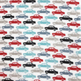 Pretty Polly Cars White Multicoloured Cars White Poly Cotton Dress Craft Fabric Pattern Fabric Photo