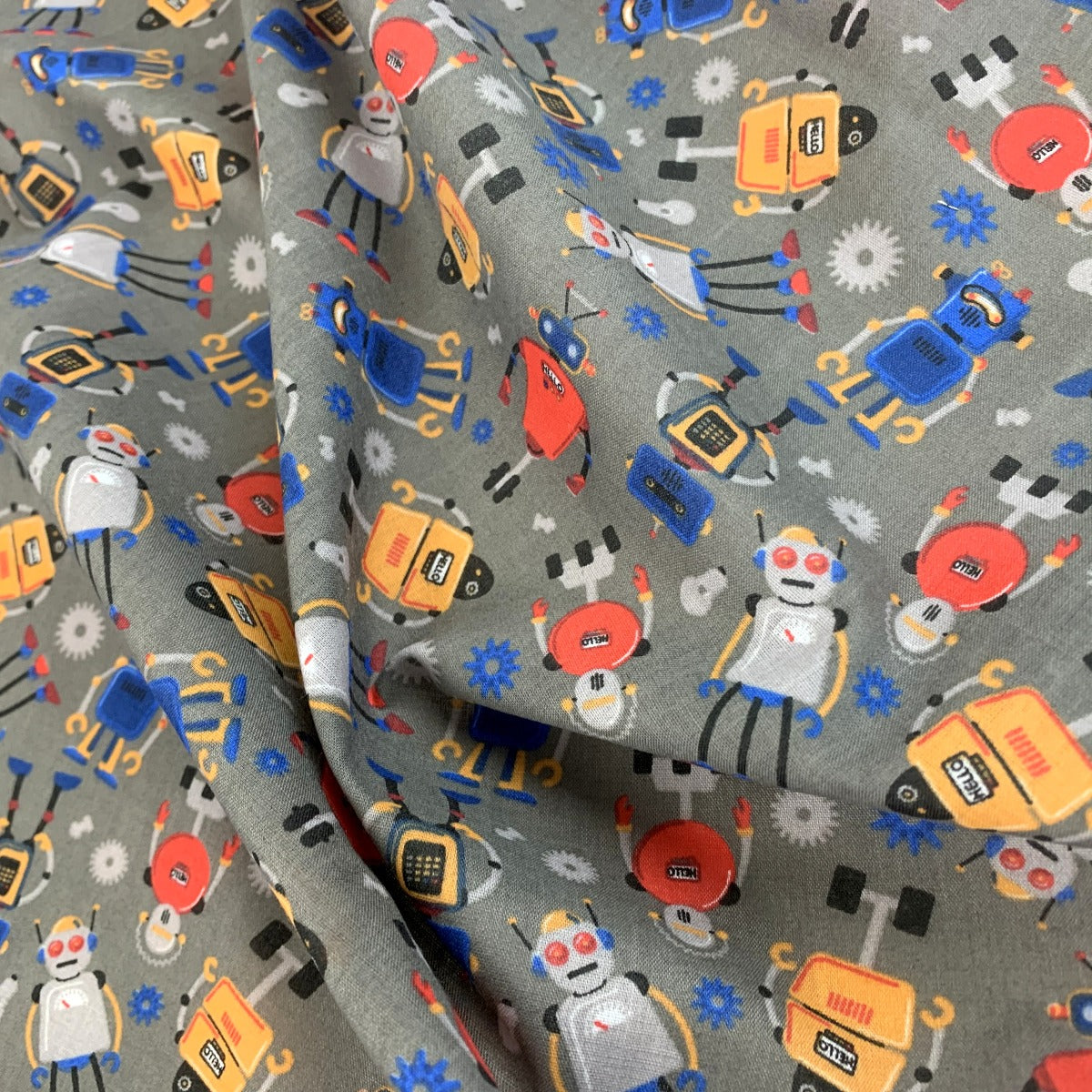 Pretty Polly Robots Grey Red Blue Fold