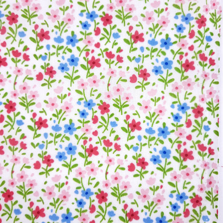 Pretty Polly Spring Pink Small Scale Floral Pink Blue Green Poly Cotton Dress Fabric Pattern Photo