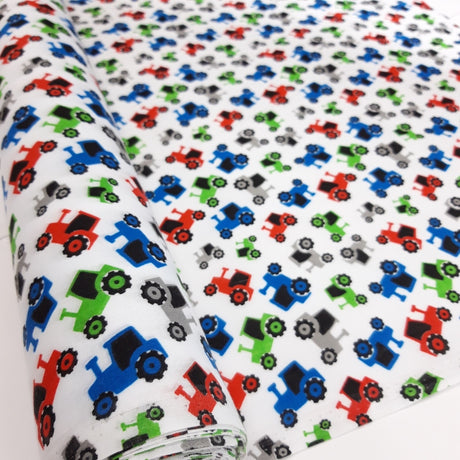 Pretty Polly Tractors White Roll Fabric Photo