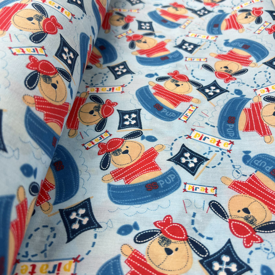 Pretty Polly Cotton Polyester Bear Print Fabric Captain Pupwash Roll