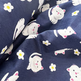 Pretty Polly Cotton Polyester Cat Print Fabric Meow Meow Close Up