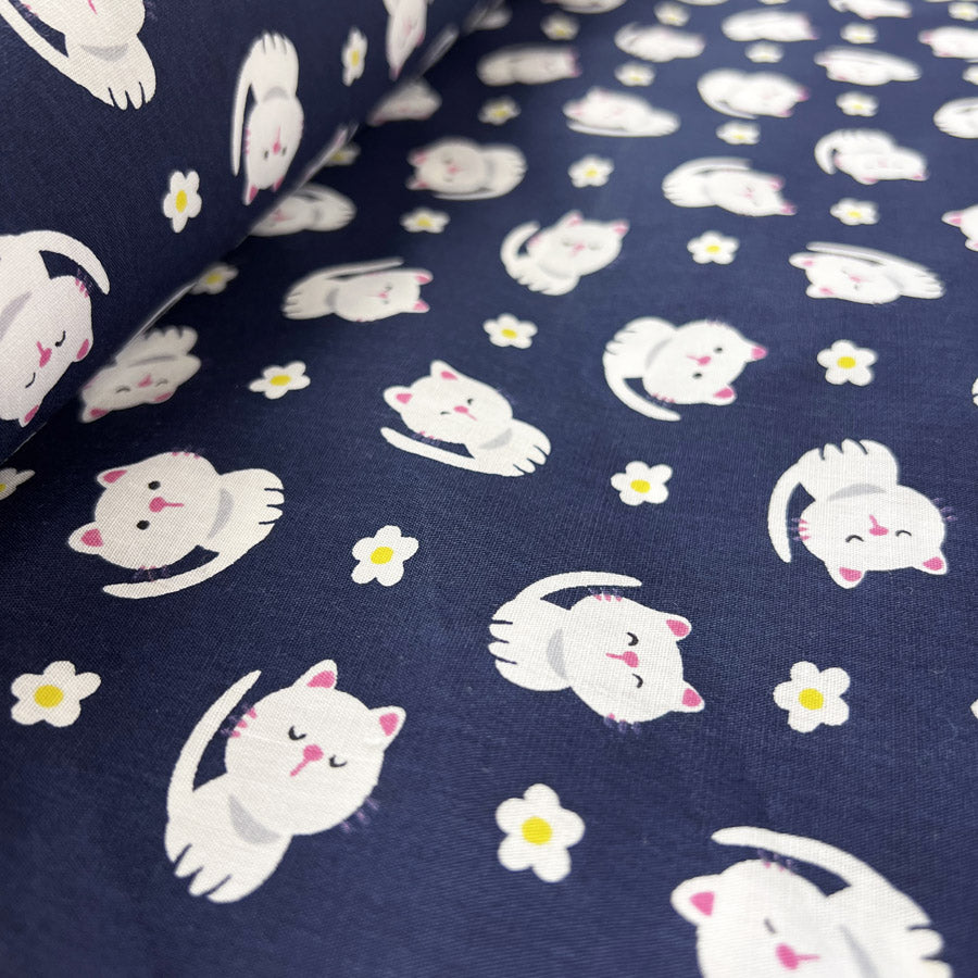 Pretty Polly Cotton Polyester Cat Print Fabric Meow Meow Roll