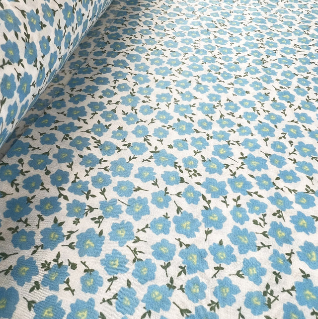 Pretty Polly Cotton Polyester Floral Print Fabric Blue Roll