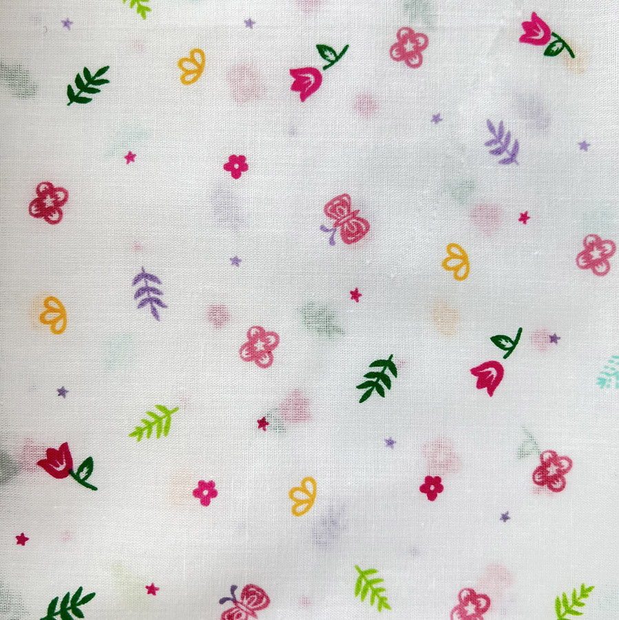 Pretty Polly Cotton Polyester Floral Print Fabric Mini Butterfly Garden Full
