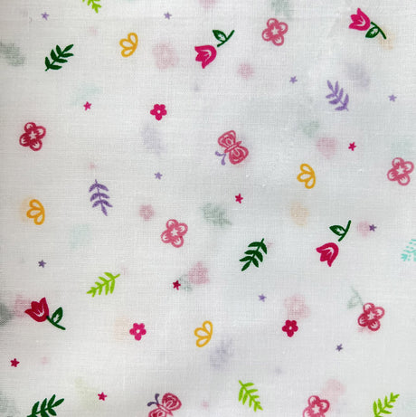 Pretty Polly Cotton Polyester Floral Print Fabric Mini Butterfly Garden Full