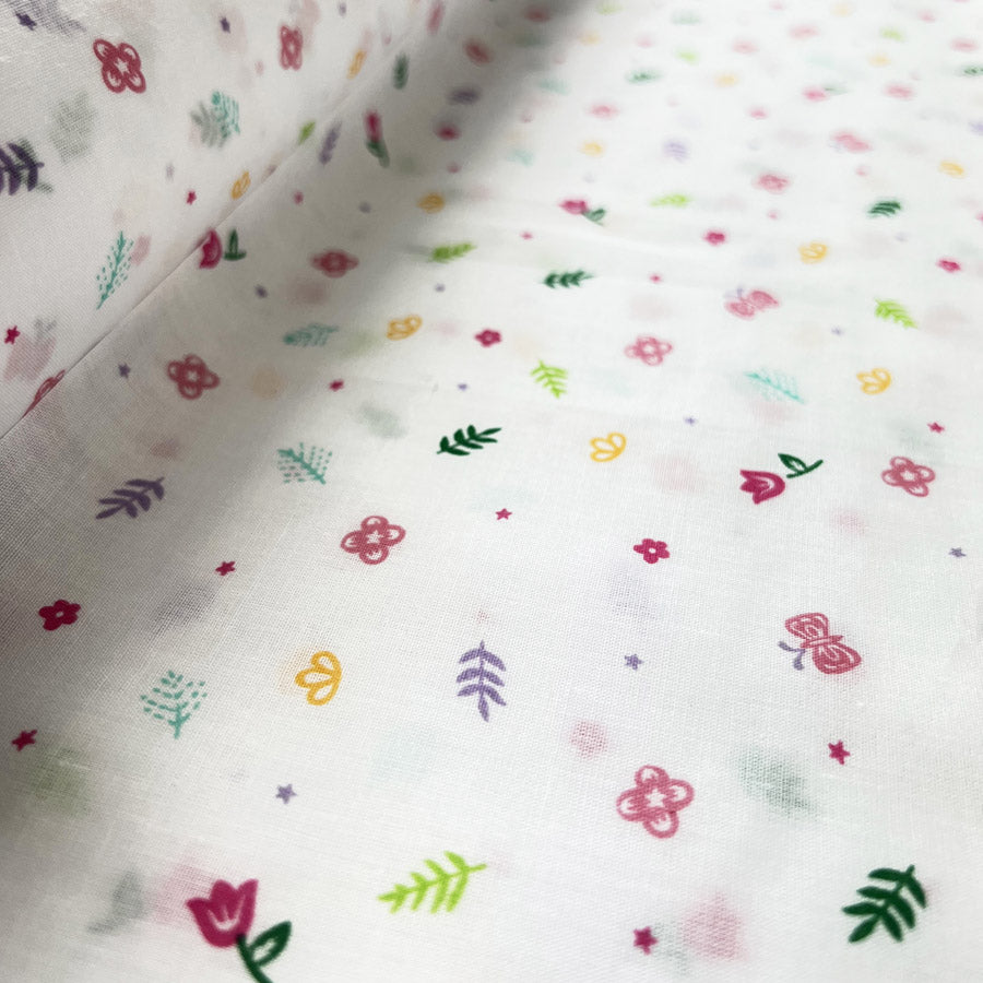 Pretty Polly Cotton Polyester Floral Print Fabric Mini Butterfly Garden Roll